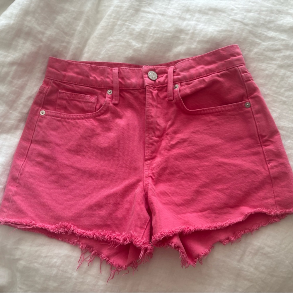Frame Denim Pink Frayed Jean Shorts